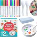 IRWPITW Magic Drawing Pen Bundle, 12 Colors Magical Water Painting Pens for Kids, Kiddies Create Magic Pen Floating Ink Drawings Set with Spoons and Towel, Tattoo Water Marker Gifts for Boys and Girls