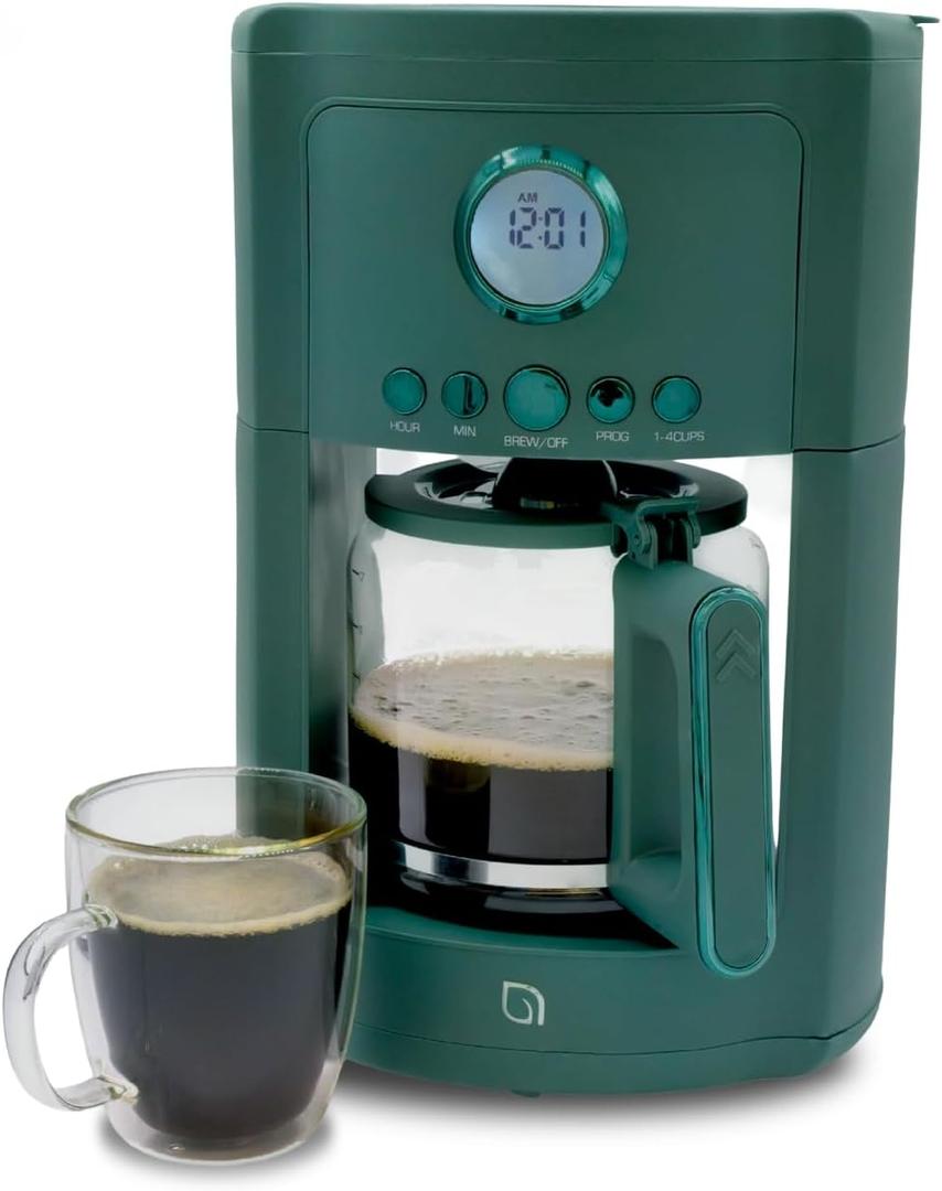 WILLOW Eco Series 12 Cup Drip Coffee Maker, 24 HR Programmable Coffee Maker with Glass Coffee Pot, Removable Filter Basket, Keep Warm Function & Auto Shut-off, Coffee Machine with Digital Display