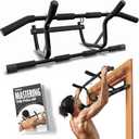 DMoose Fitness Pull Up Bar for Doorway - Upto 250 Lbs Capacity, No Screwing or Slipping, Hanging Pullup & Chin Up Bar for Door Frame - Multi Padded Grips for Strength Training with Installation Guide