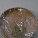 Coffee Table Tray Round Rattan Ottoman Tray Woven Serving Trays with Handles for Home and Kitchen Decorative Natural (Large 14 inch x 2.4 inch)