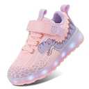 SKASO Led Toddler Shoes - Light Up, Non Slip, Comfortable Sneakers with Hook and Loop - Dinosaur Shoes - Pink - Little Kid Size 12