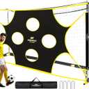 PodiuMax 16X7 FT Soccer Goal Target Net with 10 Highlighted Scoring Zones, Portable Soccer Field Equipment, Backyard Shooting Training Football Goal Net