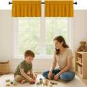 Mustard Valance Curtains 2 Pack, 54x18 Inches, 100% Cotton, Rod Pocket Window Valances, Semi Sheer Short Curtain for Kitchen, Farmhouse, Caf, Bedroom, Bathroom, Living Room Dcor