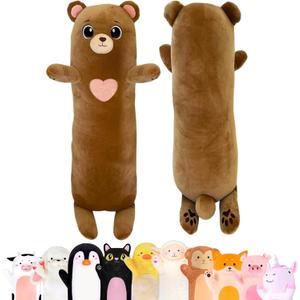 Bear Plush Body Pillow for Kids | Long Stuffed Animal Cuddle Pillow | Soft Hugging Toy | Plushie Gift for Girls & Boys | Long Plush Body Pillow for Sleep & Comfort | Small, 23 Inches