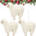 Jenaai 3 Pieces Felt Sheep Christmas Ornaments Sheep Decorative Hanging Ornaments Vintage Farm Wooly Lamb Tree Xmas Pendant Curly Decor for Holiday Figurines Gifts (Classic)