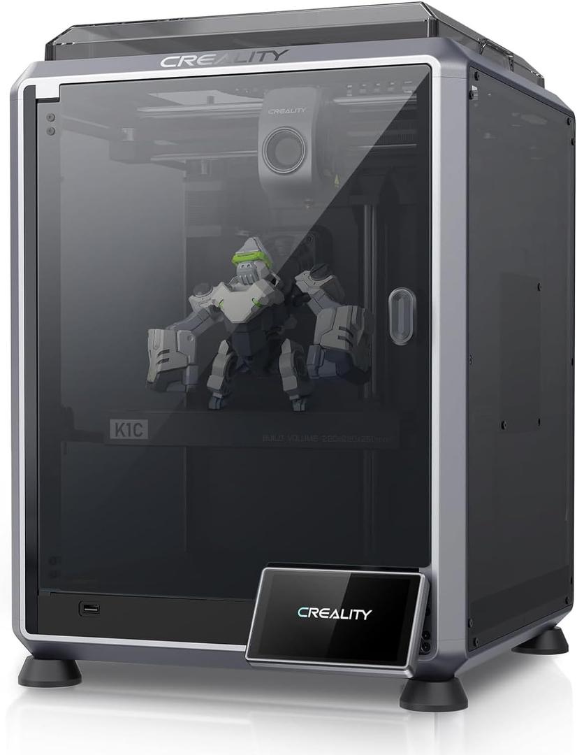 Creality K1C 3D Printer, 2024 New Version 3D Printers with 600mm/s Fast Printing Speed and Clog-Free Direct Extruder, Support 300 Printing and Carbon Fiber Filaments, Auto Leveling and AI Camera