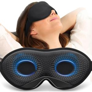 MABAO Weighted Eye Mask for Sleeping, Blackout 3D Contoured Sleep Mask with Adjustable Strap for Women Men, Memory Foam, Gentle Pressure Relief Comfort Eye Cover Blindfold for Insomnia & Travel - Black