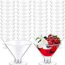 Yinkin 100 Pcs 5 oz Plastic Martini Glasses Disposable Clear Cocktail Dessert Parfait Glasses Unbreakable Mini Martini Cups for Wedding Party Bowl Wine Ice Cream (Stemless)