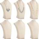 Kigley 6 Pcs Linen Necklace Display Bust Jewelry Holder Necklace Retail Mannequin Display Stand for Jewelry Selling Vendors Shows (13.4 x8.1 Inch)