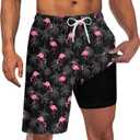 UNICOMIDEA Men Swim Trunks with Compression Liner 9 Inch Long Board Shorts (XXL)
