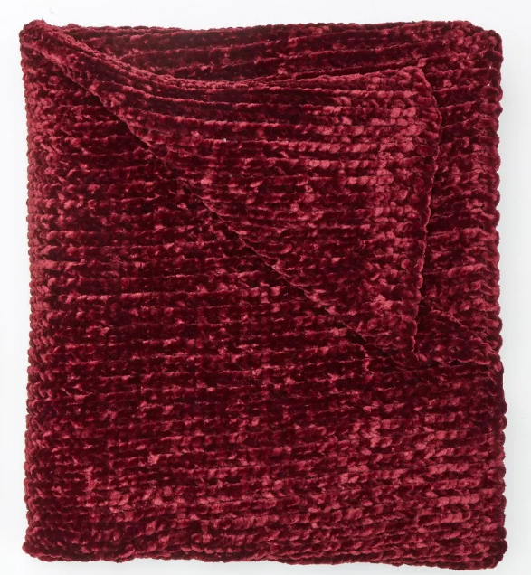 BrylaneHome Chenille Knitted Throw Blanket - Burgundy, 50x60 inches