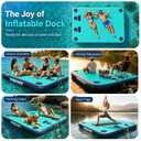 VEBESYET Inflatable Floating Dock with Soft Ladder, 6 inch Thick Non-Slip Inflatable Dock Floating Platform, Durable Drop-Stitch Inflatable Dock for Lake, Ocean, Swimming & Fishing
