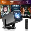 Mini Projector, Full HD 1080P Support Portable Outdoor Movie Projector, Smart Projector Compatible with Smartphone/TV Stick/Laptop/USB/HDMI, Indoor & Outdoor Use