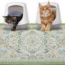 Glittme Cat Litter Mat with Non-Slip Bottom Litter Box Mat 24"X15" Litter Trapping Mat Easy to Clean Washable Cat Food Mat for Kitty,L (Bean Green)