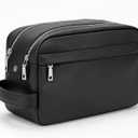 MIRASON Toiletry Bag for Men Leather Travel Toiletry Bag Dopp Kit with Metal Zippers, Water-Resistant Bathroom Bag for Travel Essentials Shaving Bag Gifts for Men, Black