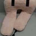 Pink Soft Cotton Travel Neck Pillow -Ergonomic Support for Child and Adult Car Seats, Cozy Compact Pillow for Long-Distance Travel Essentials