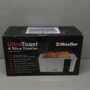 Mueller UltraToast Full Stainless Steel Toaster 4 Slice, Long Extra-Wide Slots for Bagels and Waffles, 6 Browning Levels, LED Display, Cancel/Defrost/Reheat Functions & Removable Tray, Kitchen Gadgets
