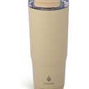 Manna Groove Stainless Steel Insulated Tumbler with Locking Tritan Lid and Flip-up Straw - 20 Oz - Dandelion Powder Coat