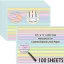 100 Sheets Horizontal Handwriting Paper Raised Line Paper Wide Ruled 0.5 Inch Kindergarten Writing Paper with Lines 8.5"x 11" Colored ADHD Writing Practice for Kids Learning Multi Sensory Dysgraphia