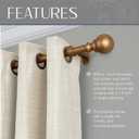 Elrene Home Fashions Cordelia Adjustable Single Curtain Rod with Globe Ball Finials, 1 Inch Diameter, Soft Gold, 28"-48"