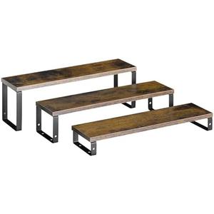 FOUCSSOMEI Spice Rack, Wooden Display Riser Stand, 3-Tier Perfume Stand and Cologne Organizer Stand, DIY Spice Rack Organizer, Display Shelf Metal Frame