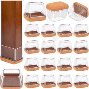 32 Pcs Rectangle Chair Leg Floor Protectors, Silicone Chair Leg Protectors for Hardwood Floors, High Elastic Chair Leg Cover for Chair Table Desk, Protect Wooden Floors from Scratching, Won't Tear