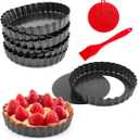 Gutsdoor Mini Tart Pan Removable Bottom 5 Inch Cheesecake Pans Tart Mold Quiche Pie Tins Non-stick Round for Baking Set of 8