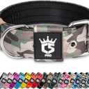 TSPRO Tactical Dog Collar 1.5 Inch Wide Thick Dog Collars with Heavy Duty Metal Buckle, Durable, Strong, Adjustable for Medium to Large Dogs (Military Green L)