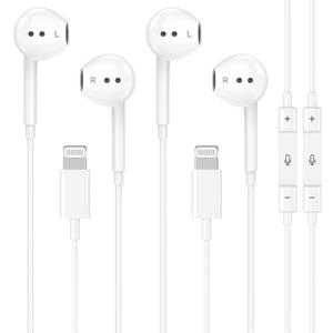 2 Packs for iPhone Headphones Wired Earbuds/Earphones Nosie Reduction Built-in Microphone & Volume Control Headsets Compatible with iPhone 14/13/12/11/XR/XS/X/8/7/SE/Pro/Pro Max