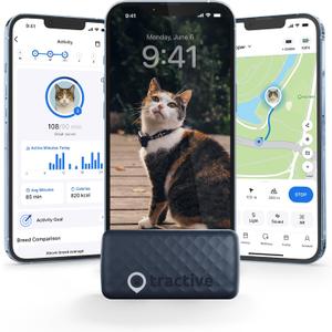 Tractive GPS Cat Tracker (6.5 lbs+), Real-time Pet Location Tracker, Health & Wellness Alerts, Battery Life Up to 7 Days, Breakaway Cat Collar Included (Dark Blue)