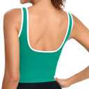 RUNNING GIRL Sports Bras for Women,Longline Workout Crop Tank Tops Padded with Built in Shelf Padded Sports Bra (Green, S)