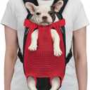 PetAmi Dog Carrier Backpack, Adjustable Dog Pet Cat Front Carrier Backpack | Ventilated Dog Chest Carrier for Hiking Camping Travel, Sling Bag for Small Medium Dog Cat Puppies, Large, 12-16 lbs, Red