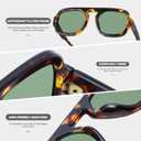 YDAOWKN Retro Square Aviator Sunglasses for Women Men Trendy Flat Top Sun Glasses UV Protection Vintage Shades (Black)