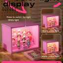 Display Case for Figures & Collectibles, One-Piece Molded Magnetic Door with 3 LED Light Effects, Stackable No Assembly Acrylic Container for Labubu, Action Figures (11.4"x8.1"x10.1") (Black)