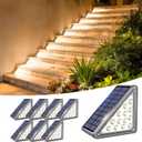 Solar Step Light Outdoor Stair Lights, Deck Lights Outdoor Powered IP65 Waterproof, 3000K Warm White Solar Outdoor Step Light, Decor for Stair, Deck, Step, Porch and Outside Patio, 8 Pack