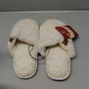 EverFoams Women's Fuzzy Slip-on Slippers Warm Cozy Soft Lightweight Memory Foam Indoor House Shoes (7-8, Cream White)