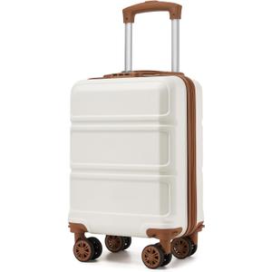 Kono 15'' Underseat Carry On Luggage Airline Approved, Anti-Scratch PC+ABS Hardshell Carry on Suitcase with Smooth Spinner Wheel, Lightweight Overnight Carry on for Short Travel, Cream White