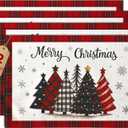Christmas Placemats Set of 4 - Christmas Theme Placemats Double-Layered 12x18 Inches Decorative Washable Dinner Table Mats for Dinning Durable Xmas Themed Table Mats, Buffalo Plaid
