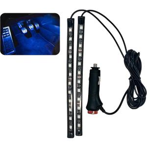Car LED Ambient Light, Ambient Lighting, Floor Lights, Footwell Lighting for Car, Wear-Resistant and Durable, Easy to Install, Suitable for Most Models (Blue, Cigarette Lighter+24LED)