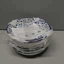 Selamica Porcelain Salad Pasta Bowls, Serving bowls, Microwave & Dishwasher Safe, Sturdy & Stackable - 26 Ounce, Set of 6, Vintage Blue