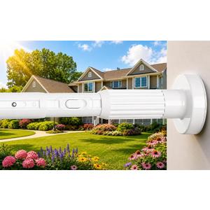 Extra Long No-Drill Tension Curtain Rod 40-166 Inches (4-14Ft), Heavy Duty Adjustable Rod for Outdoor Patio Curtains, Large Windows, Room Divider & Bathroom, White