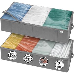 Closet Organizers and Storage - Maximize Space with Under Bed Storage Containers & Clothes Storage - Ideal Closet Organizer, Toy Storage Organizer & Underbed Storage (Grey, 2 Pack)