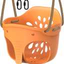SELEWARE Heavy-Duty High Back Full Bucket Toddler Swing Seat with Locking Carabiners and Adjustable Rope, Cute Elephant Shape Design, 600LB Weight Limit (Yellow)