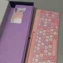 Retro Wireless Keyboard with Round Keycaps, 2.4GHz Full-Size USB Cute Wireless Keyboard Mouse for Computer, Desktop, Laptop and Computer (Pink-Colorful)