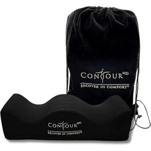 ContourMD BBL Pillow After Surgery  Butt Pillow for Sitting, Driving, or Office Chair  Lightweight Foam Cushion for Brazilian Butt Lift Recovery  BBL Post Surgery Supplies  Black Rectangle
