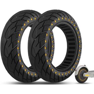 10x2.5 Inch Solid Tire, Fit for 60/70-6.5 Original Tire, Fit for VOLPAM SP01 Aovopro ESMAX Ninebot MAX G2/ G30P/ G30LP/ F25I/ F2 Gotrax G MAX/ECLIPSE Electric Scooter, Yellow 2pcs