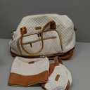 Weekender Bags for Women, Travel Tote Duffle Bag Carry On Overnight Bag with Cosmetics Bag and Crossbody Purse for Gym Hospital, Gifts for Women, Beige Brown