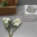 Artificial Peonies Silk Flowers in Glass Vase Faux Flowers Bouquets Modern Penoy Arrangement 4 Pack for Home Decoration Table Centerpiece (White)