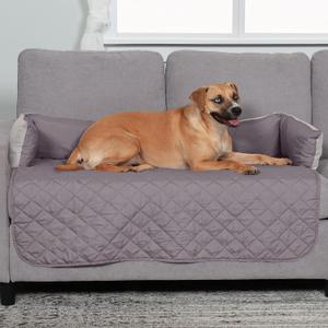 Furhaven Water-Resistant & Reversible 42" Wide Seat Cover Protector for Dogs & Cats, Perfect for Couches, Beds, & Car Seats - Sofa Buddy Bolster Seating Protector - Gray/Mist, Large