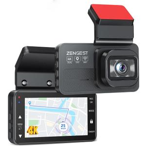 Dash Cam Front and Rear, 4K+1080P FHD Dual Camera with ADAS, GPS, 5G WiFi & App Control, 64GB Card Included, G-Sensor, Night Vision, Loop Recording, 170Wide Angle, WDR, 24H Parking Mode